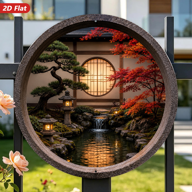 Bonsai Garden Wall - Decorazione da Parete in Metallo Rotonda